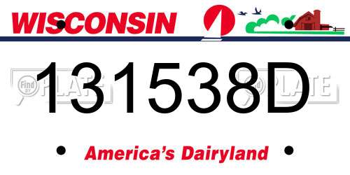 131538D Wisconsin License Plate