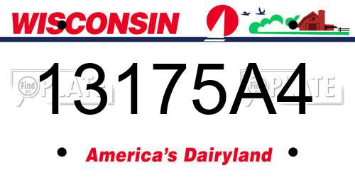 13175A4 Wisconsin License Plate