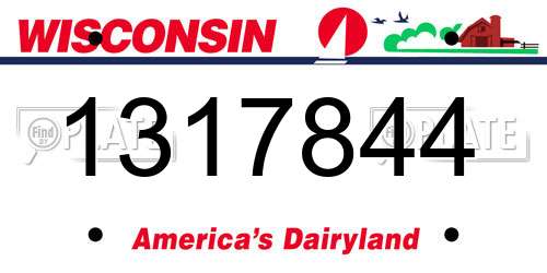 1317844 Wisconsin License Plate