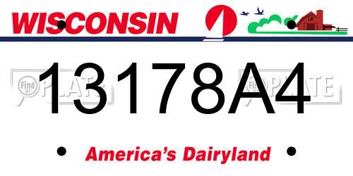 13178A4 Wisconsin License Plate