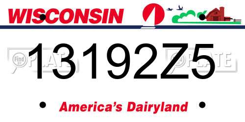 13192Z5 Wisconsin License Plate
