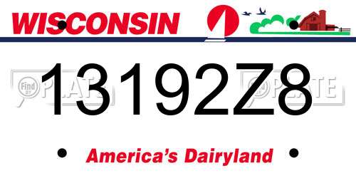 13192Z8 Wisconsin License Plate
