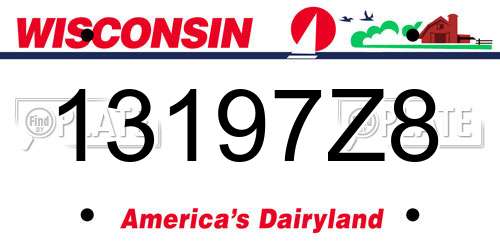 13197Z8 Wisconsin License Plate