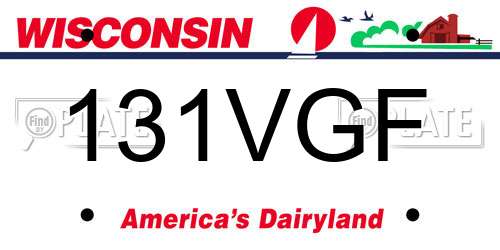 131VGF Wisconsin License Plate