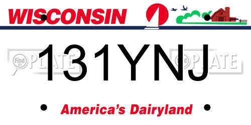 131YNJ Wisconsin License Plate