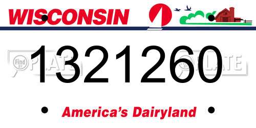 1321260 Wisconsin License Plate