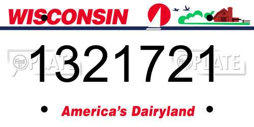 1321721 Wisconsin License Plate