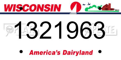 1321963 Wisconsin License Plate