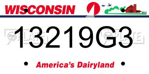 13219G3 Wisconsin License Plate