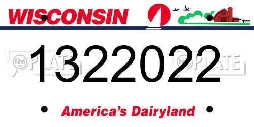 1322022 Wisconsin License Plate