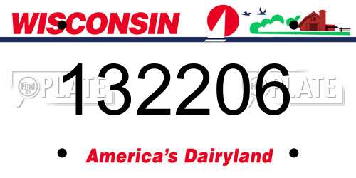 132206 Wisconsin License Plate