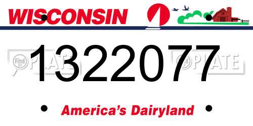 1322077 Wisconsin License Plate