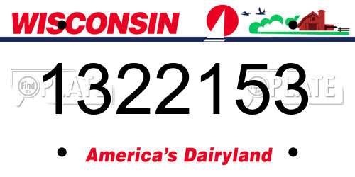 1322153 Wisconsin License Plate