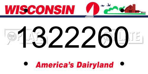 1322260 Wisconsin License Plate