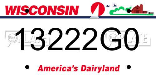 13222G0 Wisconsin License Plate