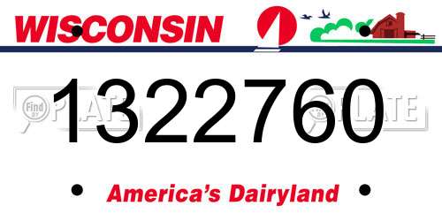 1322760 Wisconsin License Plate