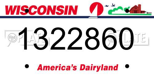 1322860 Wisconsin License Plate