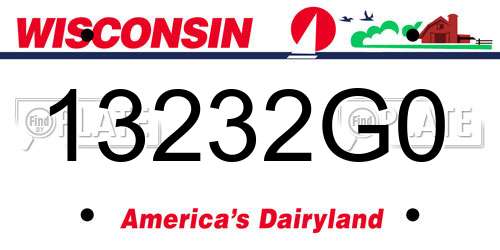 13232G0 Wisconsin License Plate