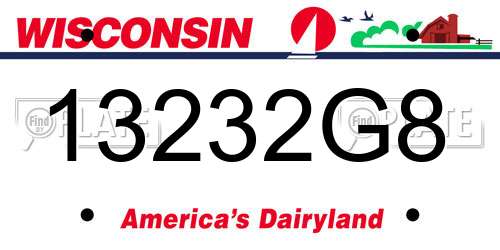13232G8 Wisconsin License Plate