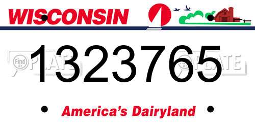 1323765 Wisconsin License Plate