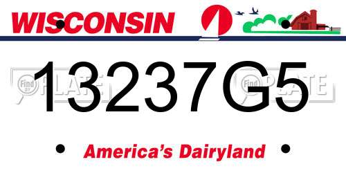 13237G5 Wisconsin License Plate