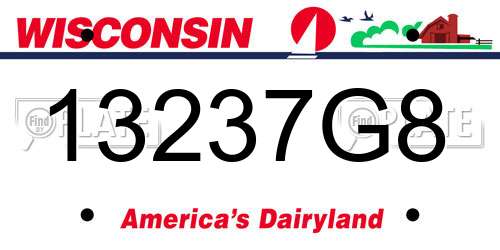 13237G8 Wisconsin License Plate