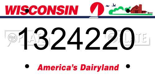 1324220 Wisconsin License Plate