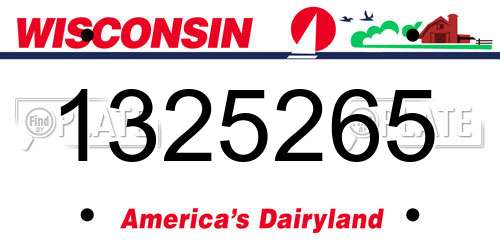1325265 Wisconsin License Plate