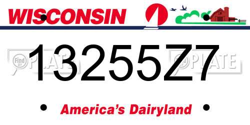 13255Z7 Wisconsin License Plate