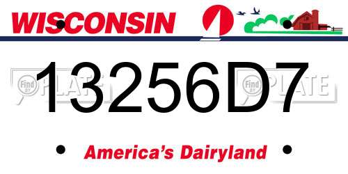 13256D7 Wisconsin License Plate
