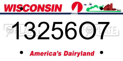 13256O7 Wisconsin License Plate