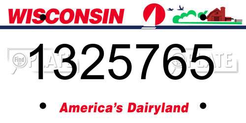 1325765 Wisconsin License Plate