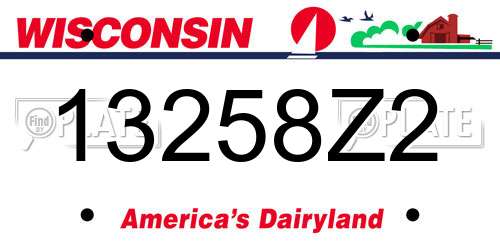 13258Z2 Wisconsin License Plate