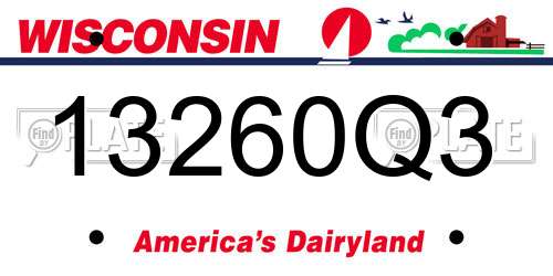 13260Q3 Wisconsin License Plate