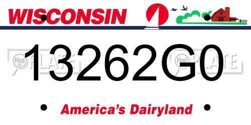 13262G0 Wisconsin License Plate