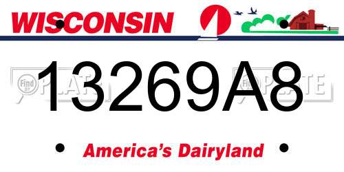 13269A8 Wisconsin License Plate