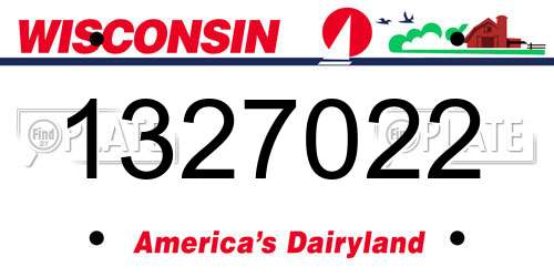 1327022 Wisconsin License Plate