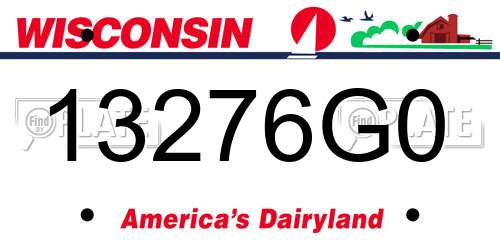 13276G0 Wisconsin License Plate