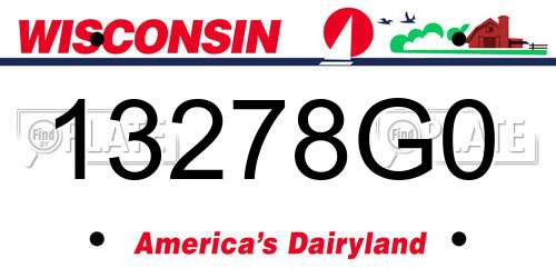 13278G0 Wisconsin License Plate