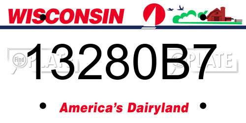 13280B7 Wisconsin License Plate