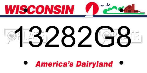 13282G8 Wisconsin License Plate