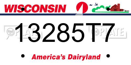 13285T7 Wisconsin License Plate