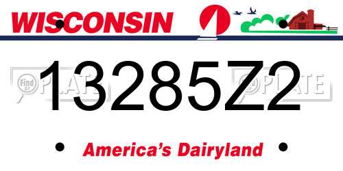 13285Z2 Wisconsin License Plate