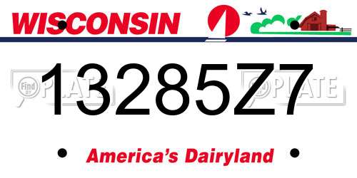 13285Z7 Wisconsin License Plate