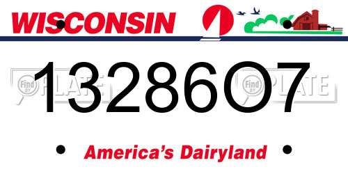 13286O7 Wisconsin License Plate
