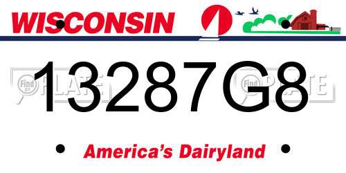 13287G8 Wisconsin License Plate