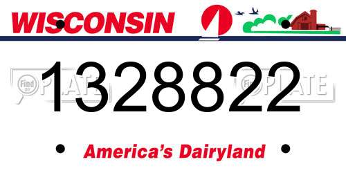 1328822 Wisconsin License Plate