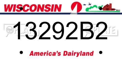 13292B2 Wisconsin License Plate