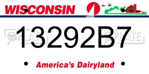 13292B7 Wisconsin License Plate