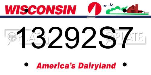 13292S7 Wisconsin License Plate